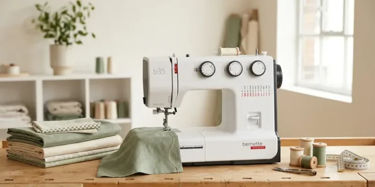 Bernette naaimachine op werktafel in licht atelier
