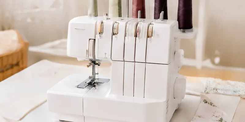 Lockmachine met gekleurde garenklossen